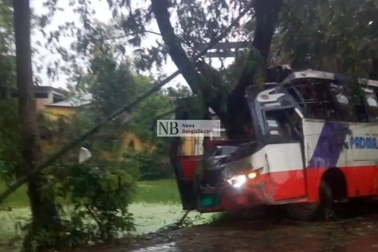 গাছের সঙ্গে বাসের ধাক্কায় শিশু নিহত; মা-বাবাসহ আহত অন্তত ১০