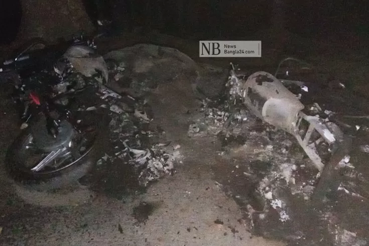 শৈলকুপায় নির্বাচনি সহিংসতায় ভাঙচুর, আগুন