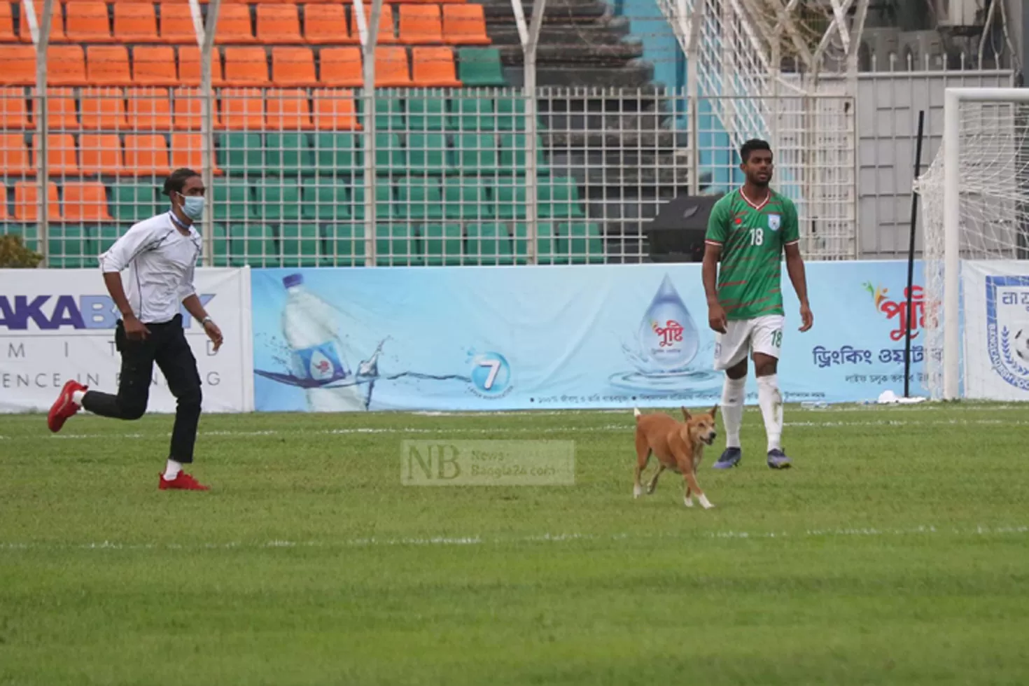 কুকুর দেখে পোস্ট ছেড়ে দৌড়ালেন গোলকিপার