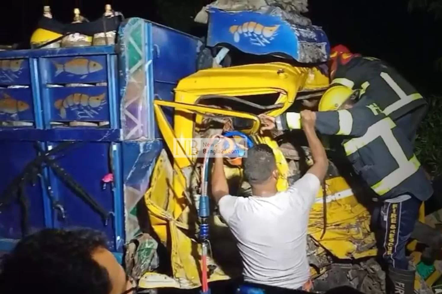 রাজবাড়ীতে-বাস-ট্রাকের-সংঘর্ষে-পথচারী-নিহত-আহত-১৬