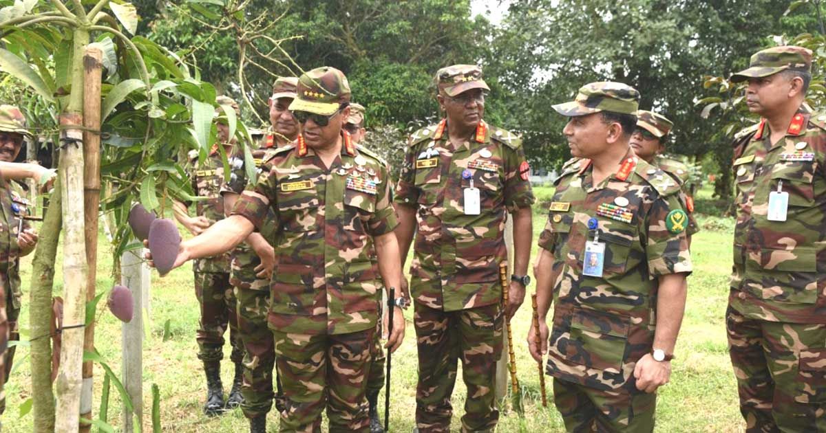 বগুড়ায় কৃষিপণ্য উৎপাদন প্রতিযোগিতা পরিদর্শনে সেনাপ্রধান
