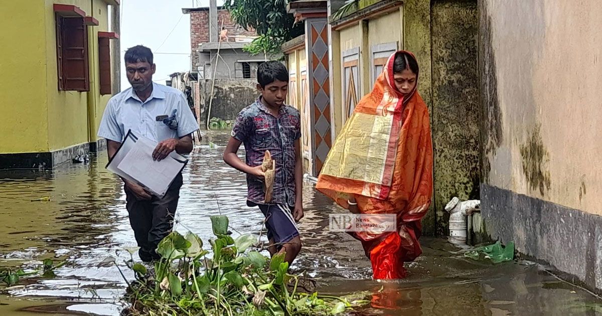 সুনামগঞ্জ শহরে বাসাবাড়িতে পানি  