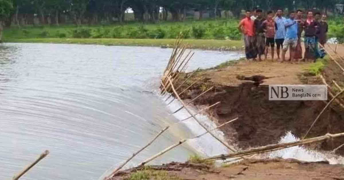 সিলেট সুনামগঞ্জে বন্যার পানি সরাতে কাটা হলো সড়ক