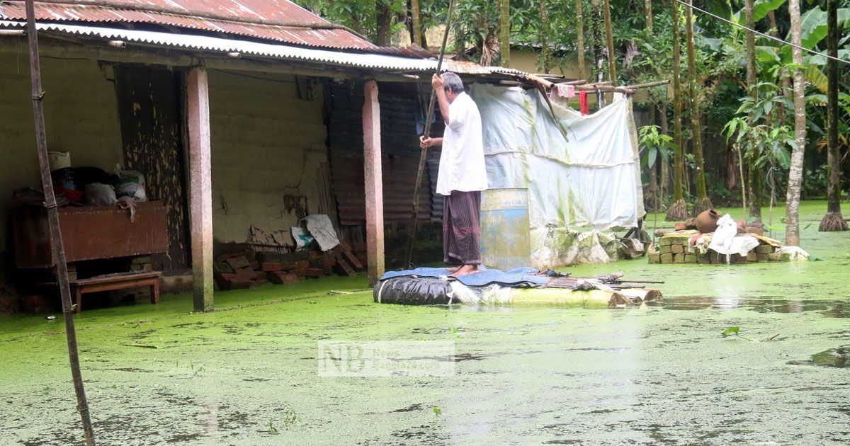 ২০ দিনেও ঘর থেকে নামেনি পানি  