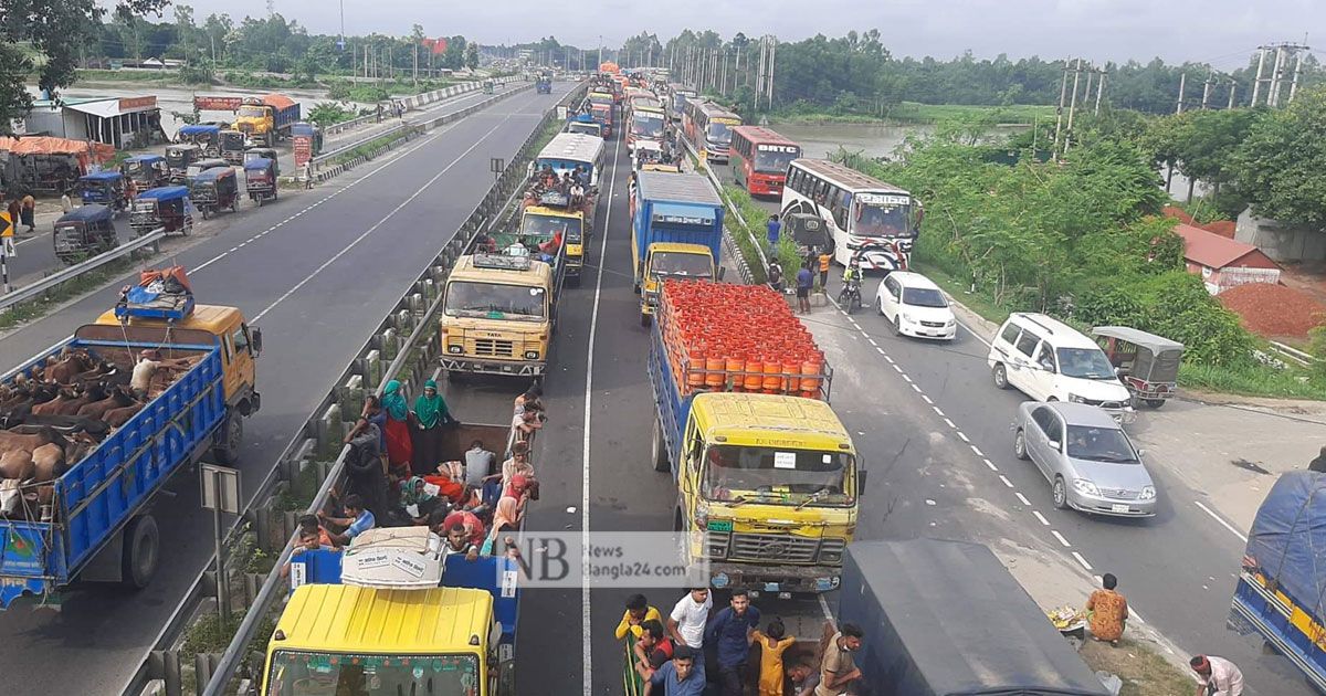 ঢাকা-বঙ্গবন্ধু-সেতু-মহাসড়কে-২০-কিলোমিটারে-ধীরগতি