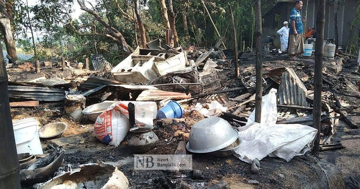মাদারীপুরে অগ্নিকাণ্ডে চারটি বসতঘর পু‌ড়ে ছাই
