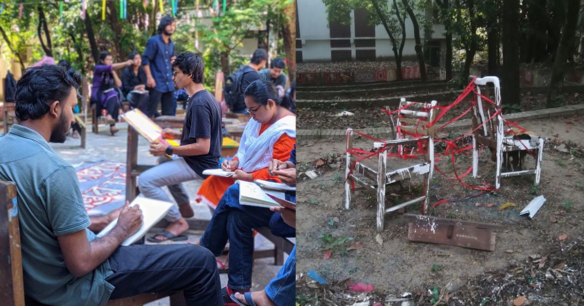 গান আর শিল্পে দাবিতে অটল চবি চারুকলা