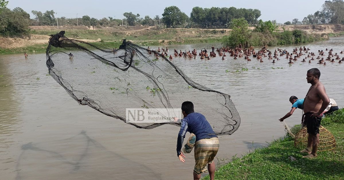 গোমতীর বুকে মাছ শিকারের উৎসব