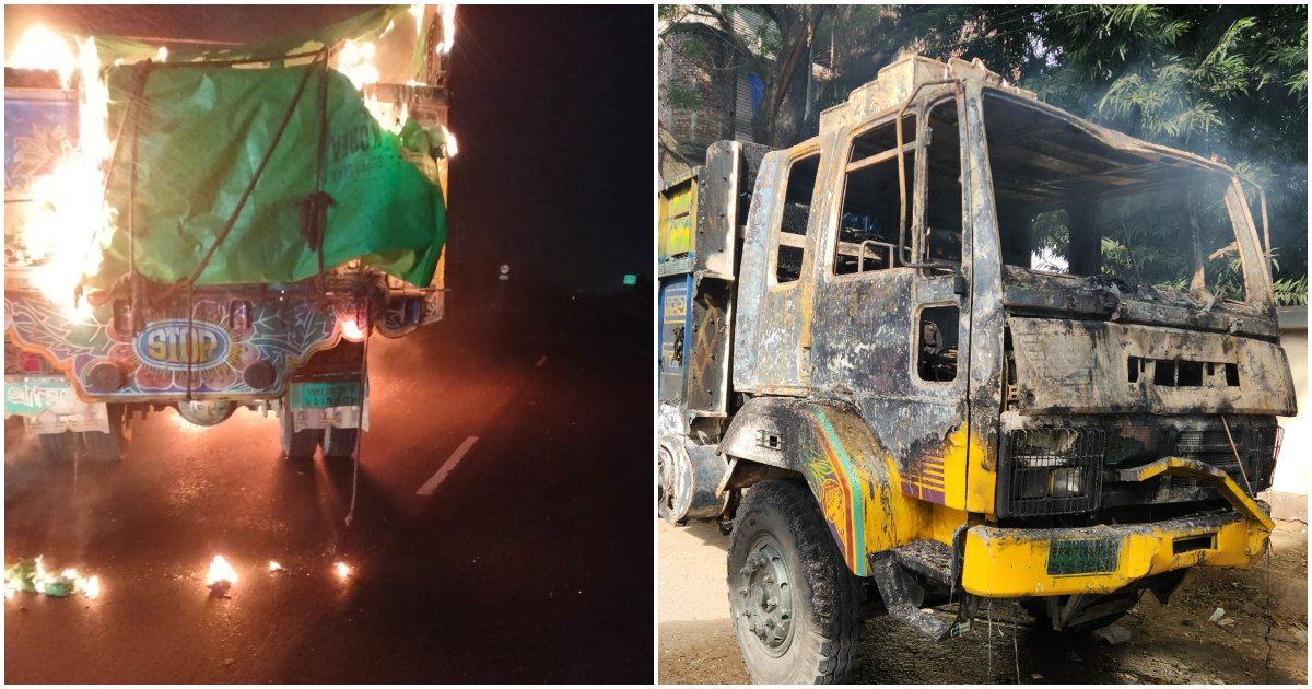 কালিয়াকৈরে চলন্ত ট্রাকে আগুন, চালকসহ দগ্ধ ২