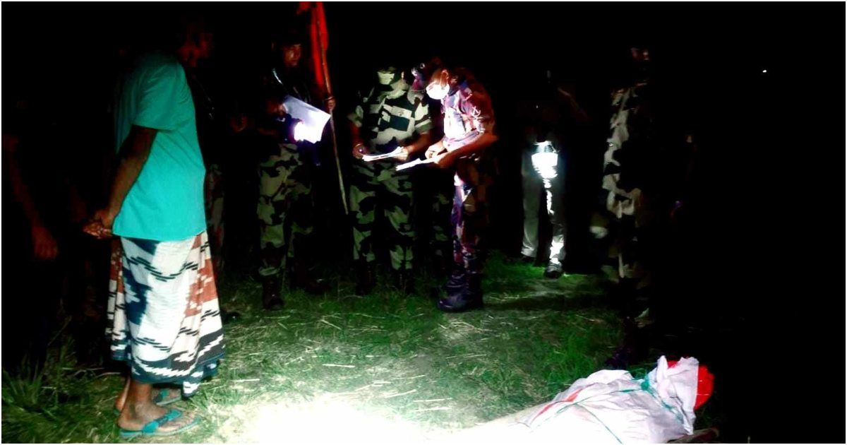 Handing-over-the-dead-body-of-a-Bangladeshi-who-was-shot-at-Naogaon-border
