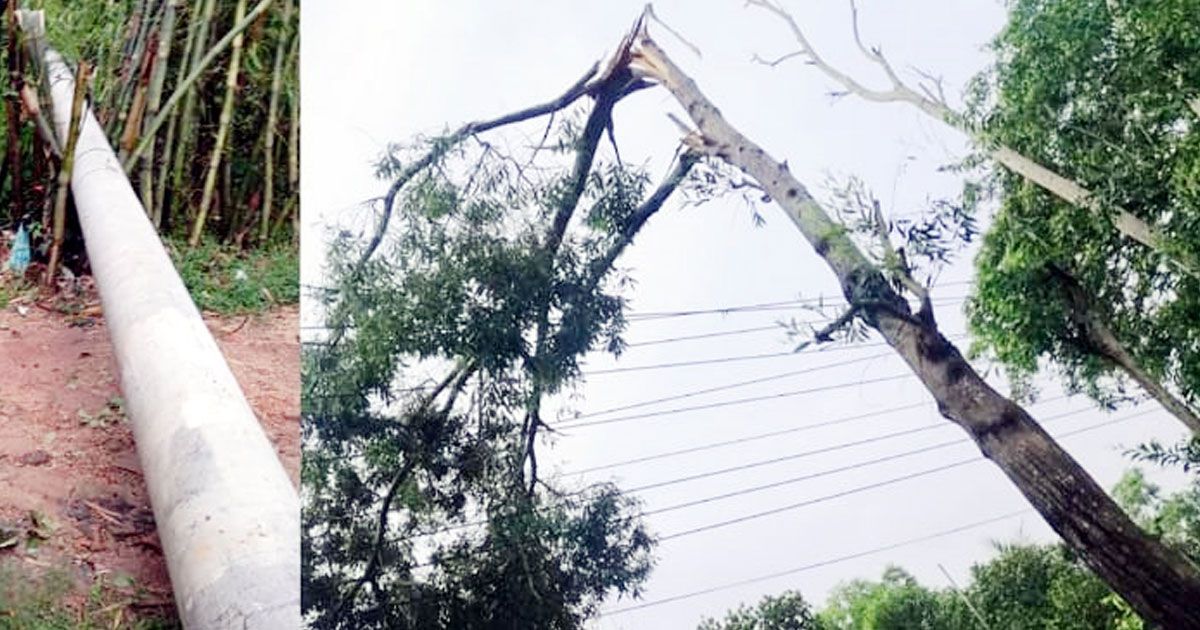 মধ্যরাতের কালবৈশাখী ঝড়ে বিদ্যুৎহীন কুলাউড়া
