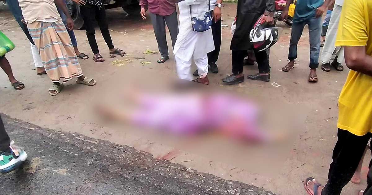 স্বামীর মোটরসাইকেল থেকে পড়ে ট্রাকে পিষ্ট স্ত্রী
