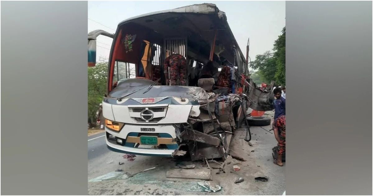 The-bus-was-killed-in-a-truck-standing-in-Dinajpur