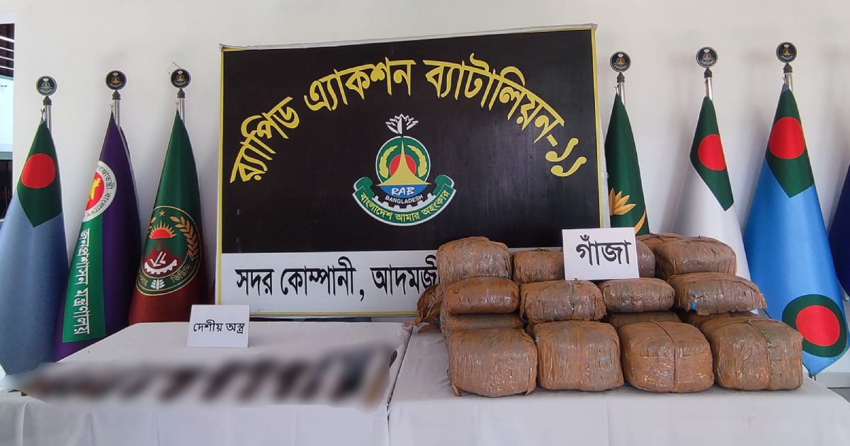 নারায়ণগঞ্জে বিপুল পরিমাণ দেশীয় অস্ত্রসহ ডাকাত চক্রের ৬ সদস্য গ্রেফতার