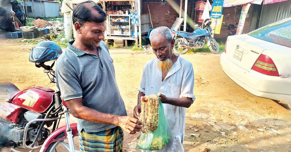 The-elderly-Rashid-Miah-goes-to-the-family-in-the-flower-garland