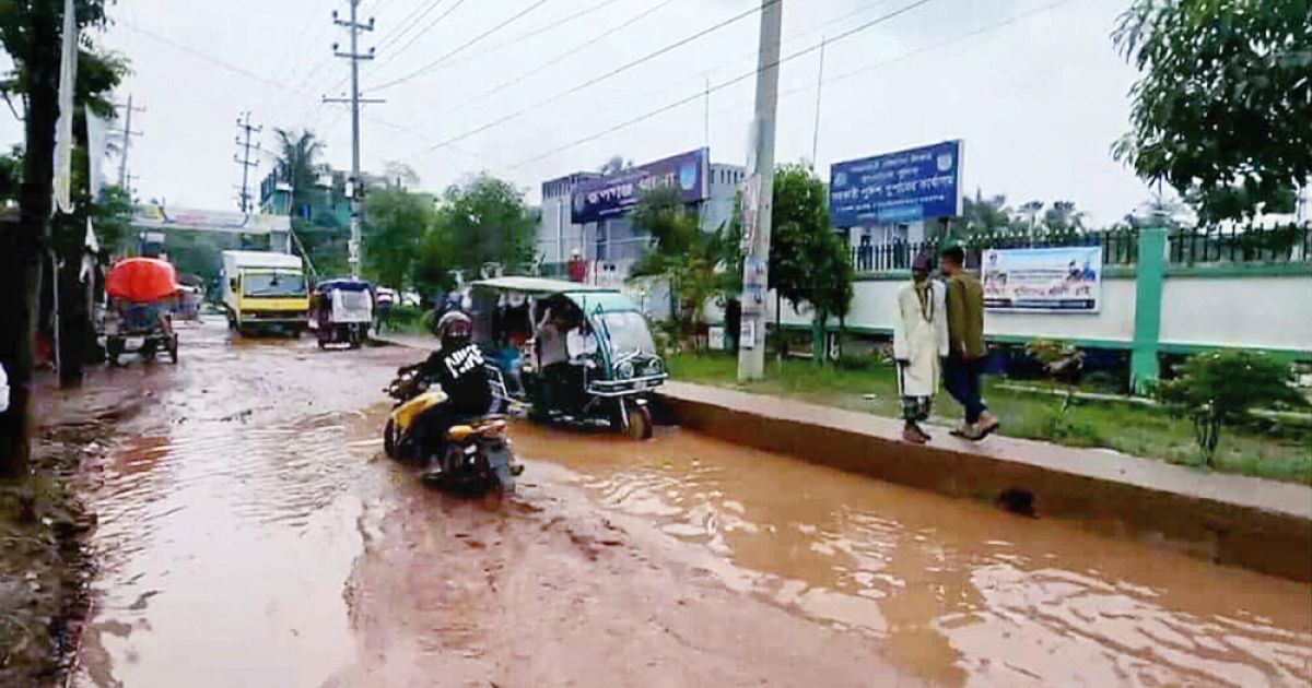 The-road-construction-work-is-blocked-due-to-electric-poles
