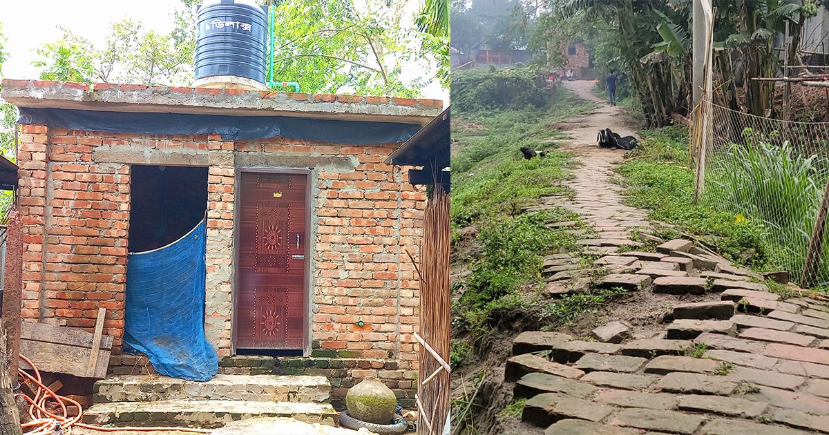 রাস্তা নির্মাণের বছর না পেরোতেই ইট উধাও, অভিযোগের তীর ইউপি সদস্যের দিকে